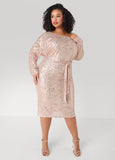 Plus Size Cold Shoulder Sequined Dress
