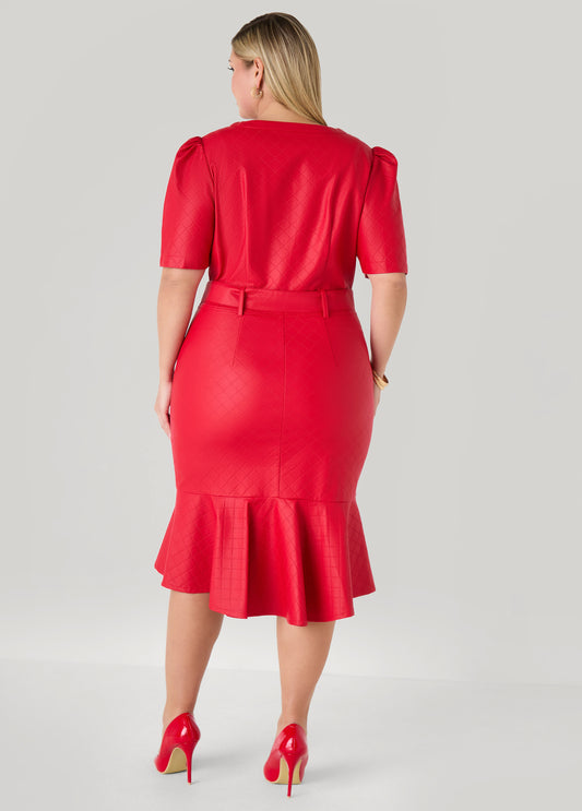 Perforated Faux Leather Dress