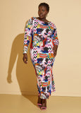 Printed Boatneck Maxi Dress