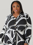 Swirl Print A Line Maxi Shirtdress