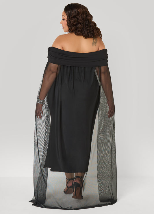 Off The Shoulder Cape Dress