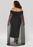 Off The Shoulder Cape Dress