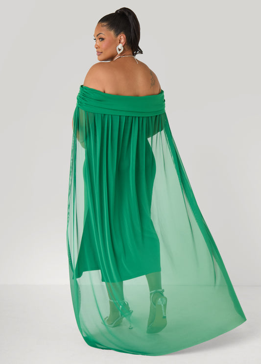 Off The Shoulder Cape Dress