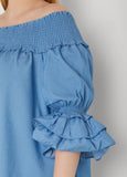 Off The Shoulder Chambray Dress