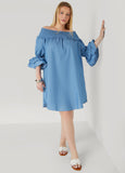 Plus Size Off The Shoulder Chambray Dress