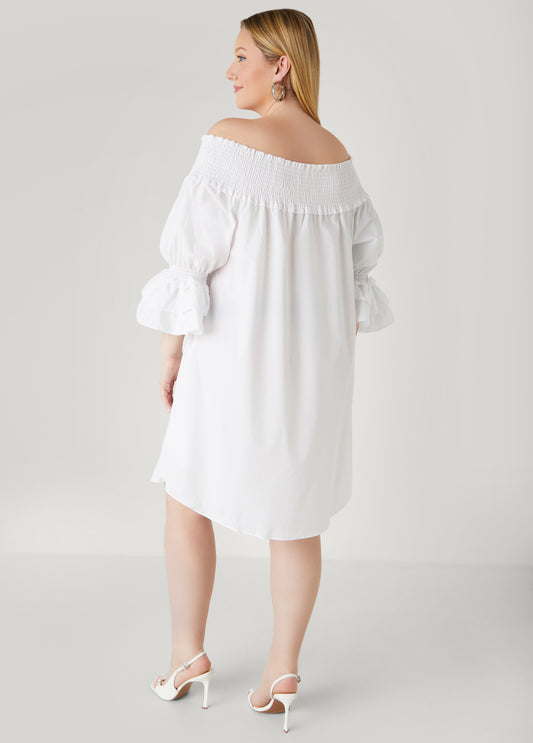 Off The Shoulder Poplin Dress