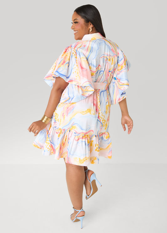 Ruffled Watercolor Dress