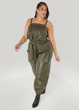 Faux Leather Joggers Jumpsuit