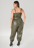 Faux Leather Joggers Jumpsuit