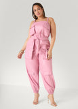 Faux Leather Joggers Jumpsuit