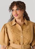 Crochet Panel A Line Shirtdress