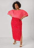 Dotted Two Tone Maxi Dress