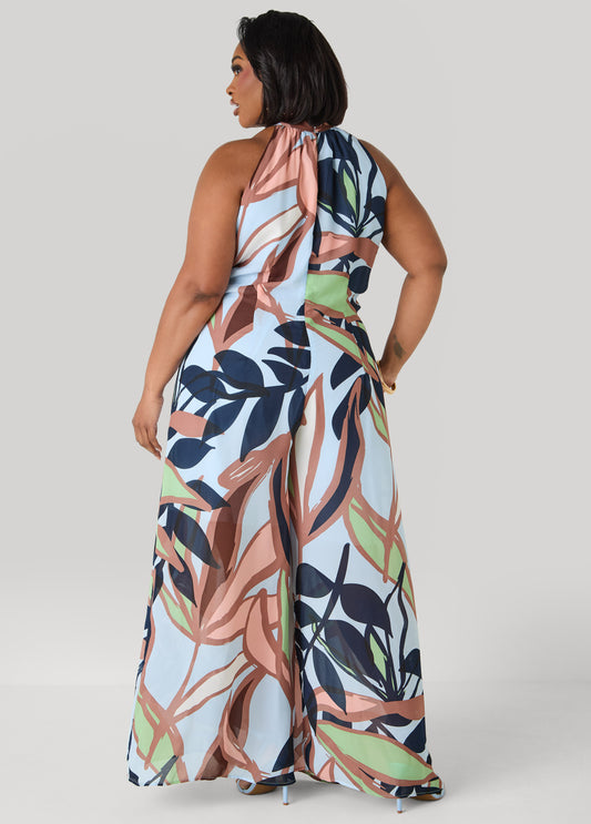 Floral Print Wide Leg Jumpsuit