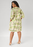 Palm Print Linen Blend Dress