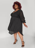 Eyelet And Crepe A Line Dress