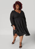 Plus Size Black Cotton LBD Dress LWD Dress Fit Flare Dress