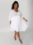 Eyelet And Crepe A Line Dress
