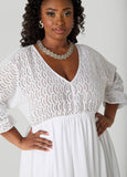 Eyelet And Crepe A Line Dress