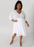 Eyelet And Crepe A Line Dress