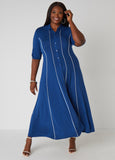 Seamed A Line Maxi Shirtdress