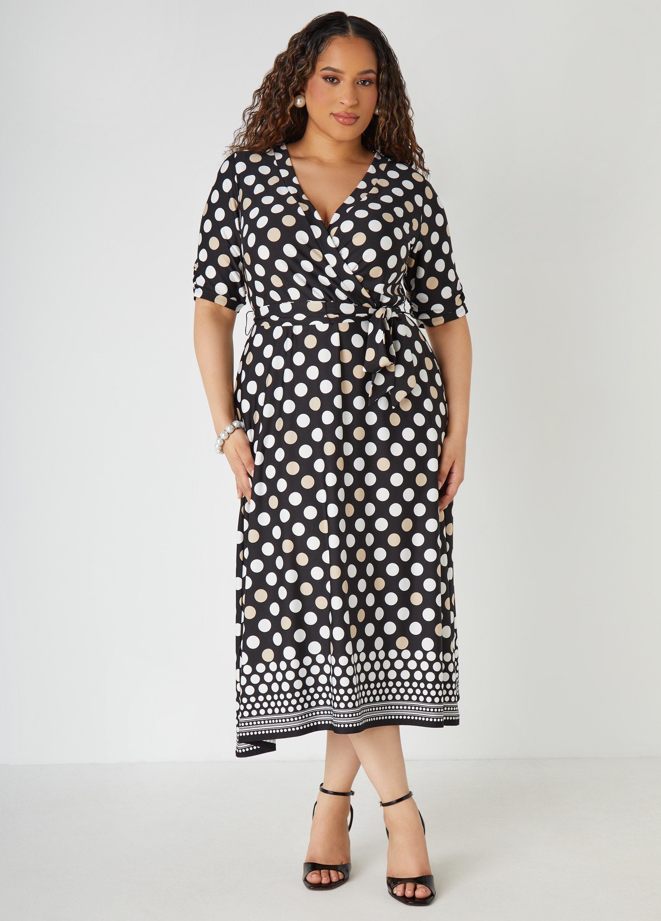 Plus Size Polka Dot Midaxi Dress