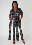 Plus Size Paneled Polka Dot Jumpsuit