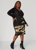 Camo Intarsia Sweater Dress