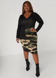 Plus Size Camo Intarsia Sweater Dress