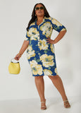 Plus Size floral print shirt dress plus size summer dresses