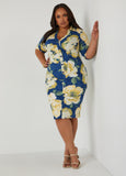 Plus Size floral print shirt dress plus size summer dresses