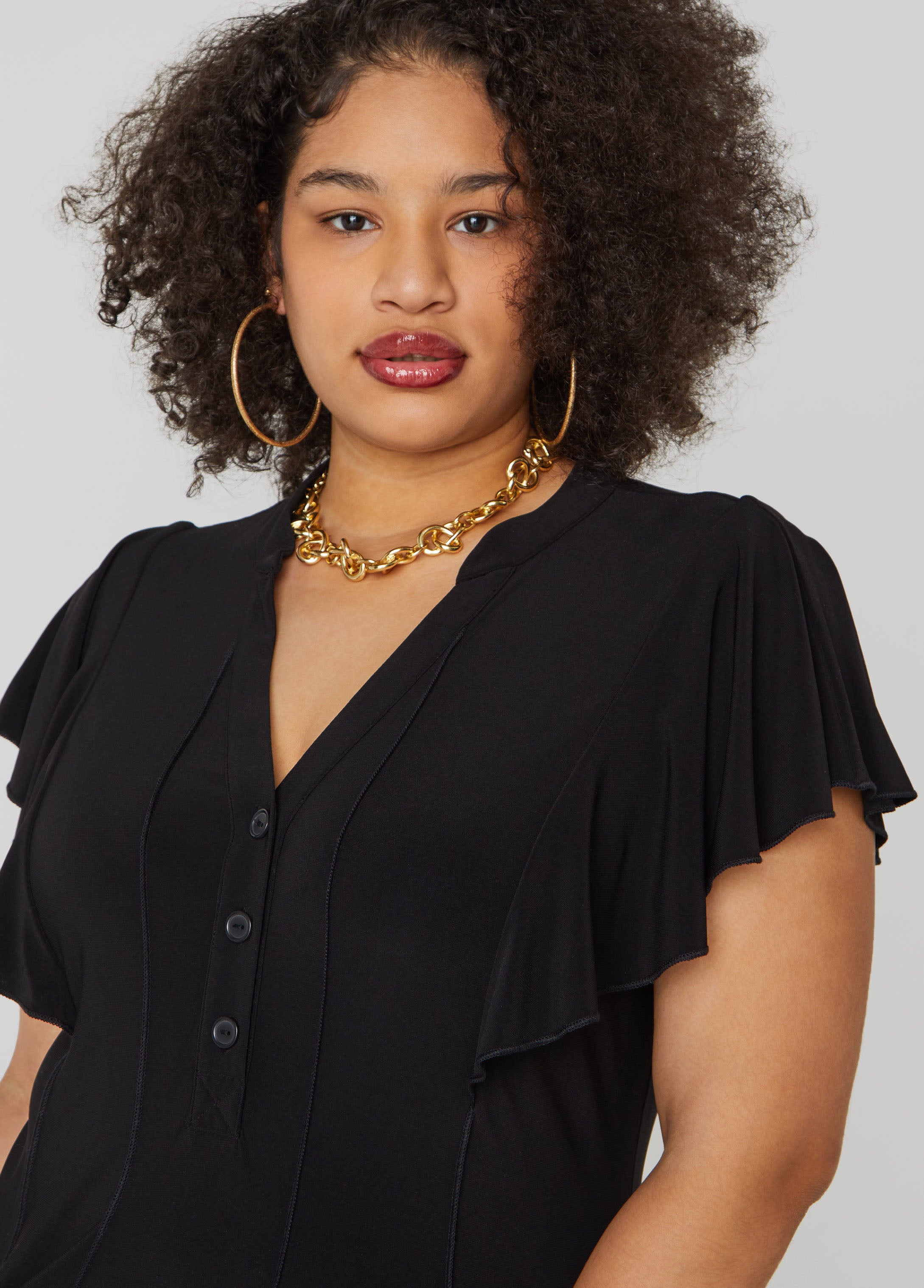 Ruffle Sleeved Seamed Maxi Dress