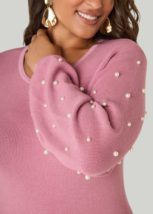 Faux Pearl Flounced Dress