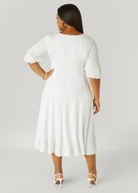 U Ring Seamed Midi Dress