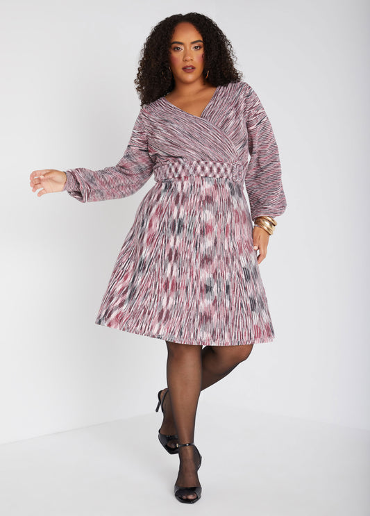 Melange Faux Wrap Dress