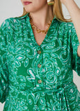 Textured Floral Print Shirtdress