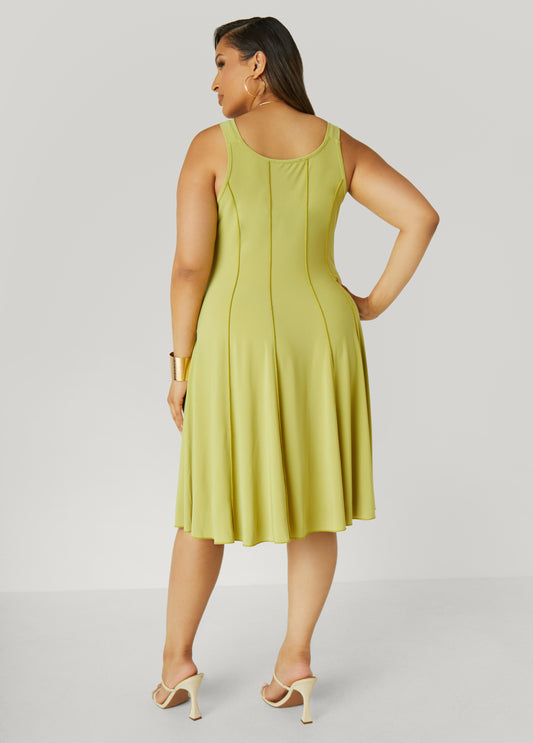 Ring Embellished Seamed Dress