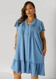 Flounced Pleated Dress