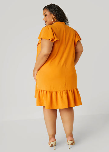 Flounced Pleated Dress
