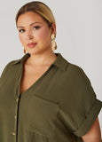 Cuffed Textured Maxi Shirtdress