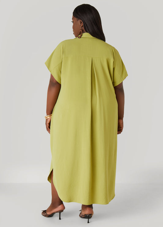 Textured Maxi Shirtdress