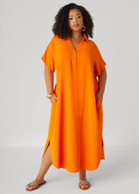 Textured Maxi Shirtdress