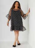 Plus Size Flounced Polka Dot Dress