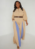 Two Tone Pleated Jumpsuit