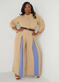 Two Tone Pleated Jumpsuit