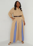 Two Tone Pleated Jumpsuit