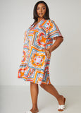 Printed Flounced Shirtdress