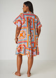 Printed Flounced Shirtdress