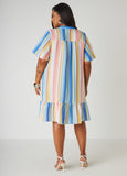 Striped Flounced Shirtdress