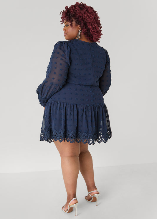 Crochet Trimmed Pompom Dress