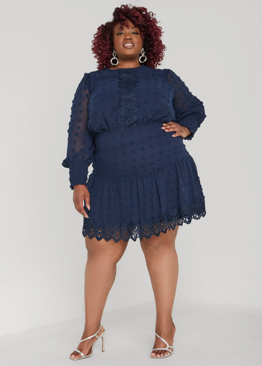 Crochet Trimmed Pompom Dress